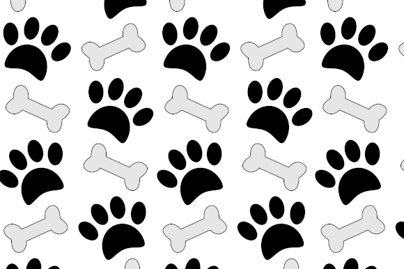 Do Paw Prints and Bones Cartoon Pattern