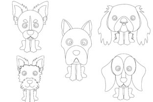 Dog 5 Vector Icon Set Flat Design Bundle