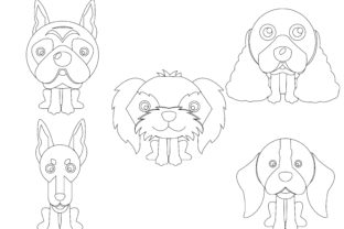 Dog Flat Design Vector Outline Bundle