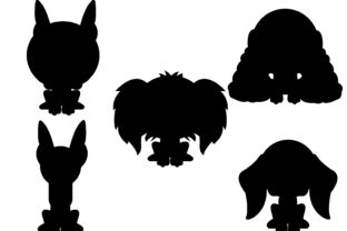 Dog Flat Icon Vector Silhouette Bundle