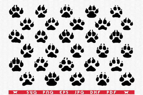 Dog Footprint, Black Silhouettes