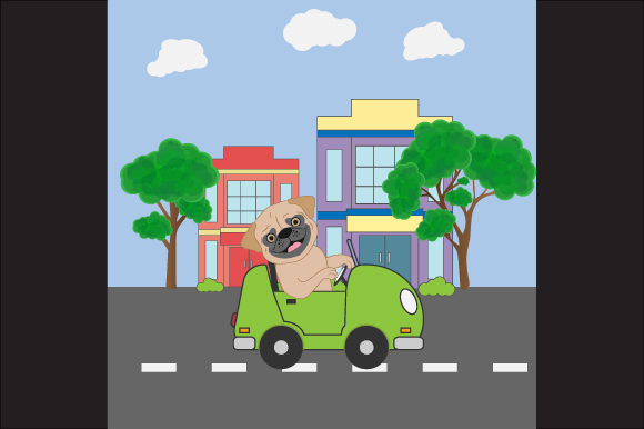 Dog with Car on Road