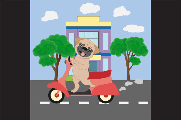 Dog with Motorcycle on Road