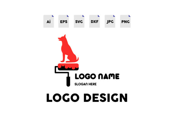 Logo Petshop Dog Red Paint Brush In Embroidery Projects