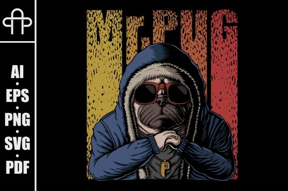 Mr Pug Dog Vector Illustration