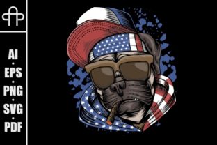 Pug Dog USA Vector Illustration