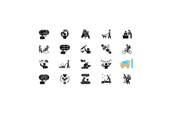 Teenager Work Experience Glyph Icons Set